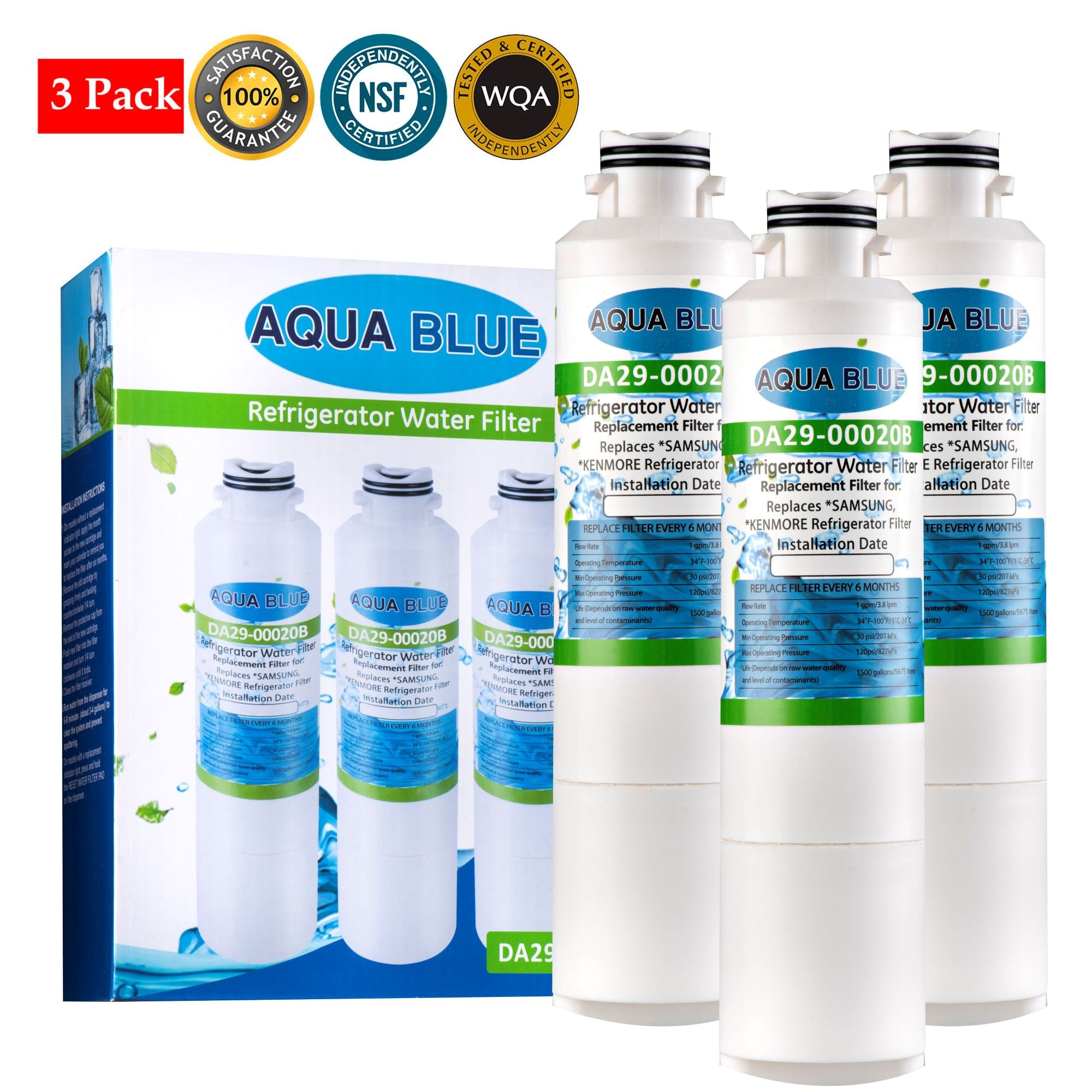Water Filter for RS22T5201SR RF28R7201SR RF32CG5400SR DA97-17376B (3 Pack)
